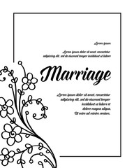 Fototapeta premium invitation with floral branches marriage text vector illustration