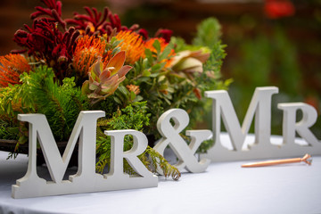 Mr and Mr wedding sign of affirmation.