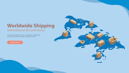 world wide international shipping business with free space for text for banner or website