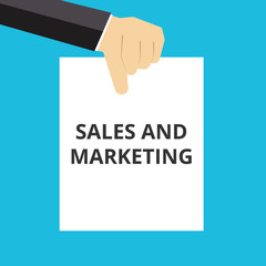 Writing note showing Sales And Marketing.