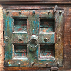 Abstract vintage colorful wooden door