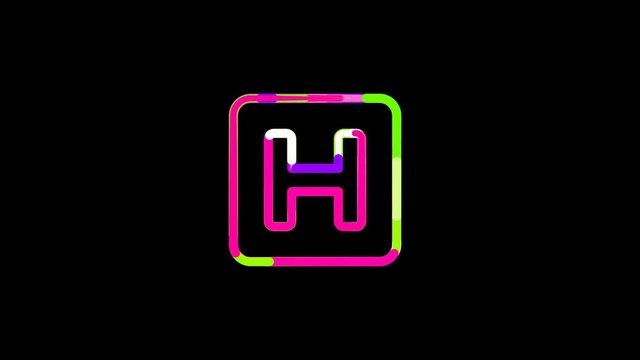 Circles gather in symbol h square. After it crumbles in a line and moves to the camera. Alpha channel black