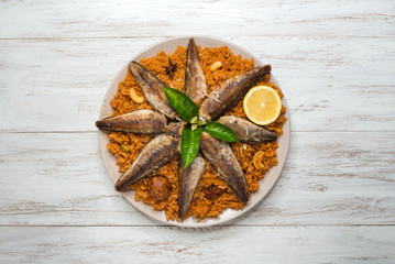 Fish Kabsa. Middle eastern food.