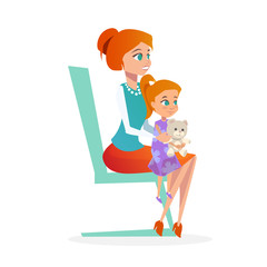 Mother with Daughter in Pediatrician Appointment.