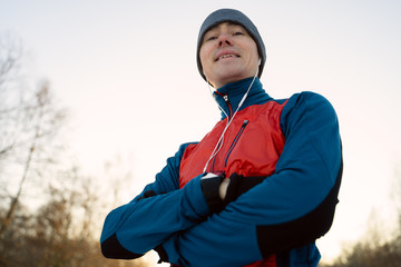 Portrait of a runner dressed in warm sportswear