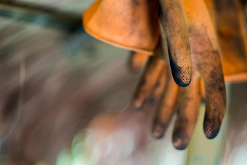 Dusty Orange gloves  to hanging.