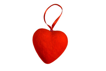 Red heart isolated on the white background