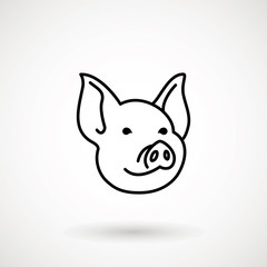 Pig line icon. logo Piglet face in outline style. Icon of Cartoon pig head. Chinese New Year 2019. Zodiac. Chinese traditional Design, decoration Vector illustration