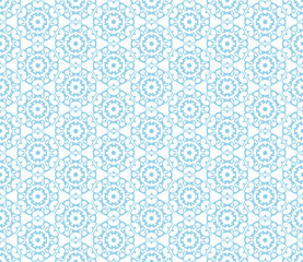 Abstract seamless kaleidoscope design blue color background. Creative raster illustration beautiful texture.