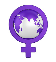 Female Gender Symbol with Globe (Women's International Day Concept)