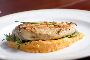  chicken steak with pumpkin puree