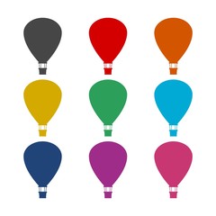 Hot air balloon icon or logo, color set
