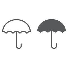 Keep dry line and glyph icon, packaging and label, umbrella sign, vector graphics, a linear pattern on a white background.
