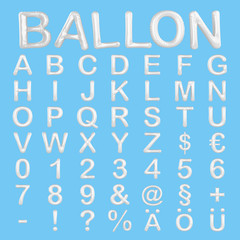 Folienluftballons - Hintergrund - Alphabet - ABC - Zeichen - Zahlen