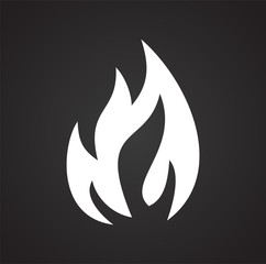 Flame icon on black background for graphic and web design, Modern simple vector sign. Internet concept. Trendy symbol for website design web button or mobile app