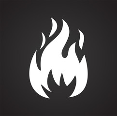 Flame icon on black background for graphic and web design, Modern simple vector sign. Internet concept. Trendy symbol for website design web button or mobile app