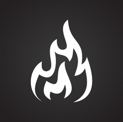 Flame icon on black background for graphic and web design, Modern simple vector sign. Internet concept. Trendy symbol for website design web button or mobile app