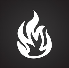 Flame icon on black background for graphic and web design, Modern simple vector sign. Internet concept. Trendy symbol for website design web button or mobile app