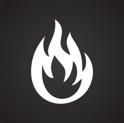 Flame icon on black background for graphic and web design, Modern simple vector sign. Internet concept. Trendy symbol for website design web button or mobile app
