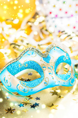 Carnival mask on festive background