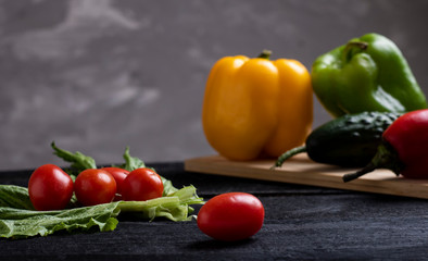 vegetables set on chalk background