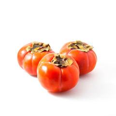 Fresh juicy persimmon isolated on white background. 