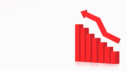 3D red arrow chart for business content design.