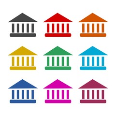 Bank building icon, Bank building logo, color set