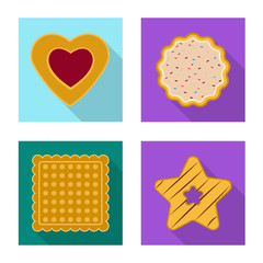 Vector design of biscuit and bake symbol. Set of biscuit and chocolate vector icon for stock.