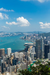 Fototapeta na wymiar Panoramic view of Hong Kong skyline. China