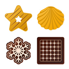 Isolated object of biscuit and bake logo. Collection of biscuit and chocolate vector icon for stock.
