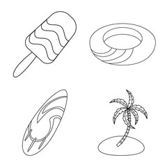 Isolated object of equipment and swimming logo. Collection of equipment and activity stock vector illustration.
