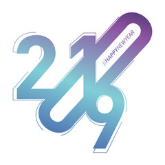 Happy New Year 2019. Holiday Poster. Vector Illustration.