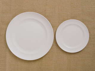 plate on linen background