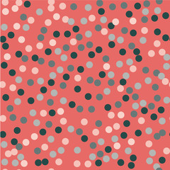 Polka dot seamless pattern. Vector illustration. Living coral.