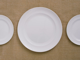 plate on linen background