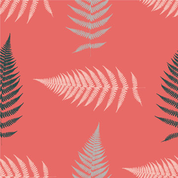 Fern seamless pattern. Living coral. Vector illustration