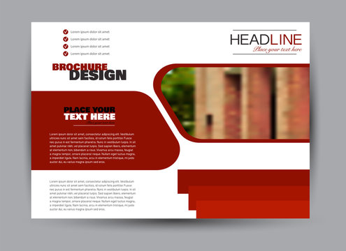 Flyer, brochure, billboard template design landscape orientation for business, education, school, presentation, website. Red color. Editable vector illustration.
