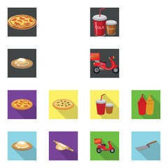 Vector illustration of pizza and food icon. Set of pizza and italy stock vector illustration.