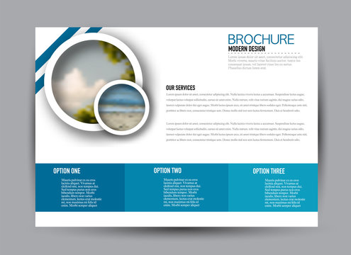 Flyer, brochure, billboard template design landscape orientation for business, education, school, presentation, website. Blue color. Editable vector illustration.