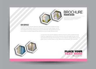 Flyer, brochure, billboard template design landscape orientation for business, education, school, presentation, website. Pink color. Editable vector illustration.