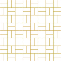 Perpendicular bricks background. Seamless vector pattern in gold