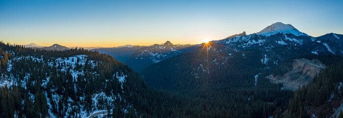 Mount Rainier Sunset Panoramic View