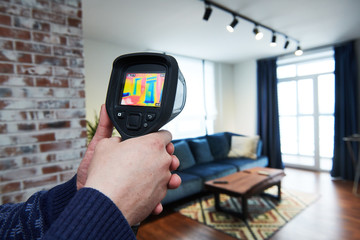 thermal imaging camera inspection of building. check temperature
