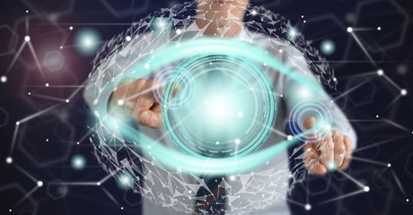 Man touching a digital eye concept