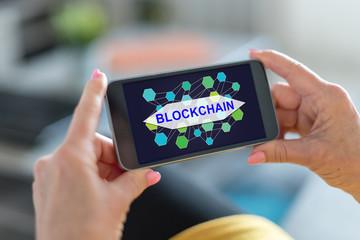 Blockchain concept on a smartphone