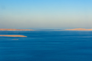 Aerial view on Red sea from the airplane