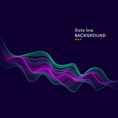 Vector dynamic elements with waves of dots and lines. Bright illustration