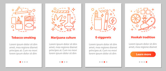 Smoking onboarding mobile app page screen with linear concepts