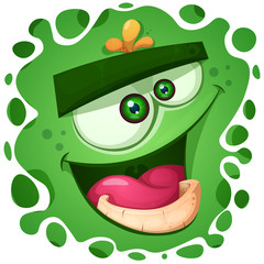 Funny, cute crazy pumpkin character. Halloween illustration. For printing on T-shirts.